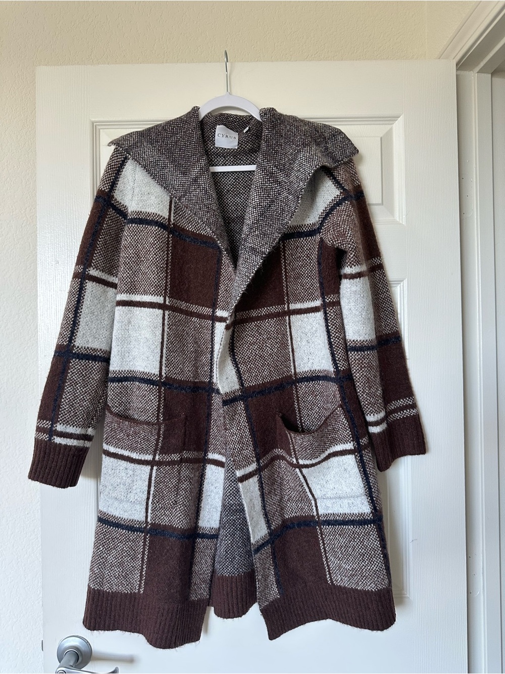Cyrus Plaid Long Cardigan Coat